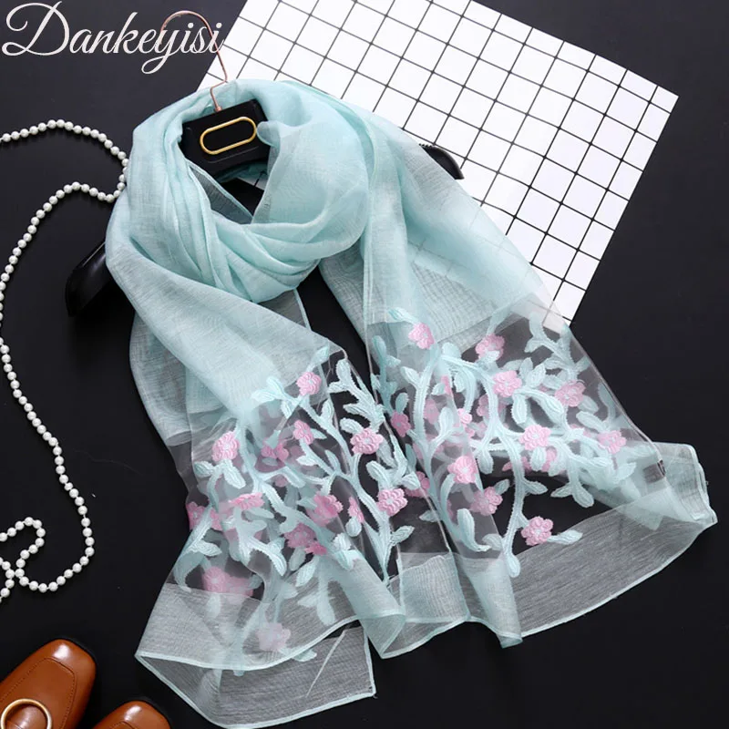  DANKEYISI New Designer Scarf Women Floral Embroidery Wraps Hijab Female Foulard Shawl Ladies Handke