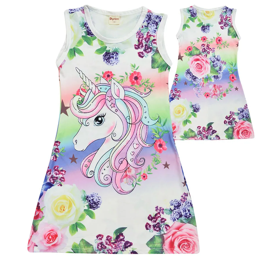 

2019 Fancy Nancy Ropa Summer Kids Dresses for Girls Party Christmas Clothes Baby Girl Princess Costume Little Unicorn Clothing