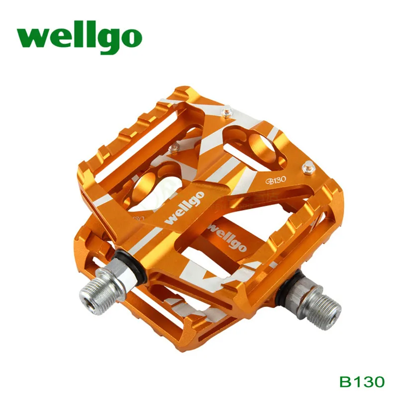 Оригинальная педаль wellgo kb012 b130 mtb, педали для горного велосипеда, алюминиевые/легированные велосипедные педали, запчасти, велосипедные шипы - Цвет: yellow