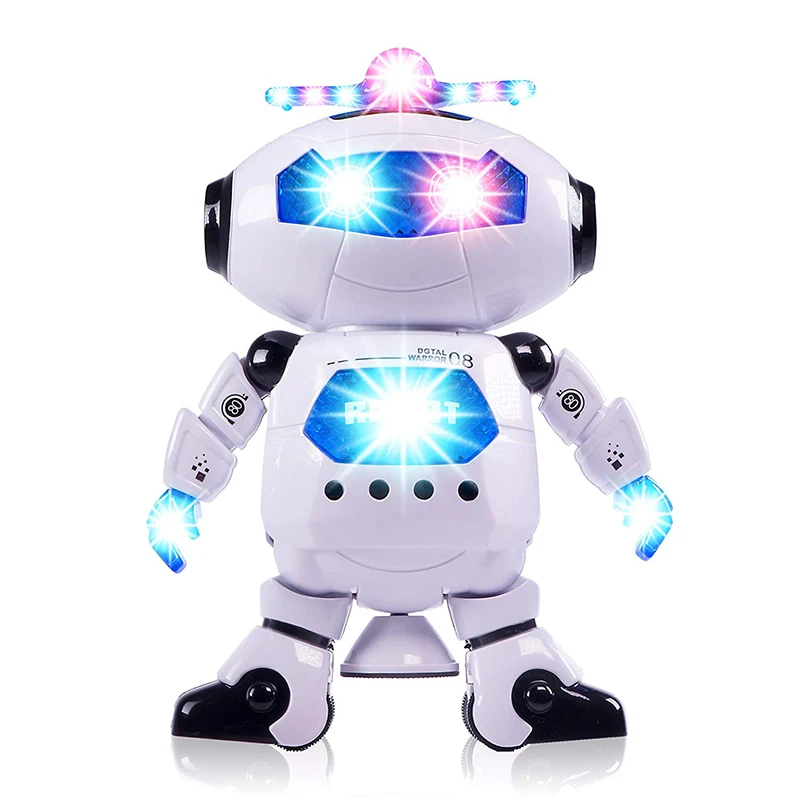 

Music Flash Space Dance 360 Degree Rotation Dazzle Dance Infrared Electric Robot Children Toys Plastic Model
