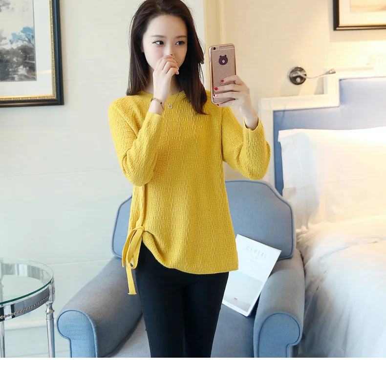 Yellow Pullover Jumper Tops SW259