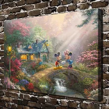 H1400 Thomas Kinkade Mickey Maus Cartoon Anima, Hd-leinwand-druck dekoration Wohnzimmer schlafzimmer Wandbilder malerei