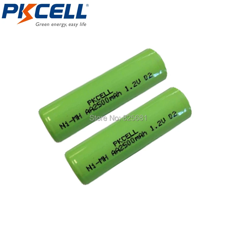 10 шт PKCELL aa батареи 2500mah 1,2 v перезаряжаемые NIMH батареи в плоской верхней не PCM в промышленной ПВХ упаковке