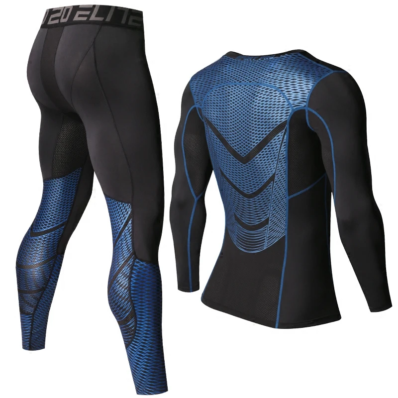 

Brand Men T shirts Pants MMA Long Sleeve T-shirt Men's Compression Shirts Fitness Bodybuilding Clothes MMA Rashguard Sport Suit