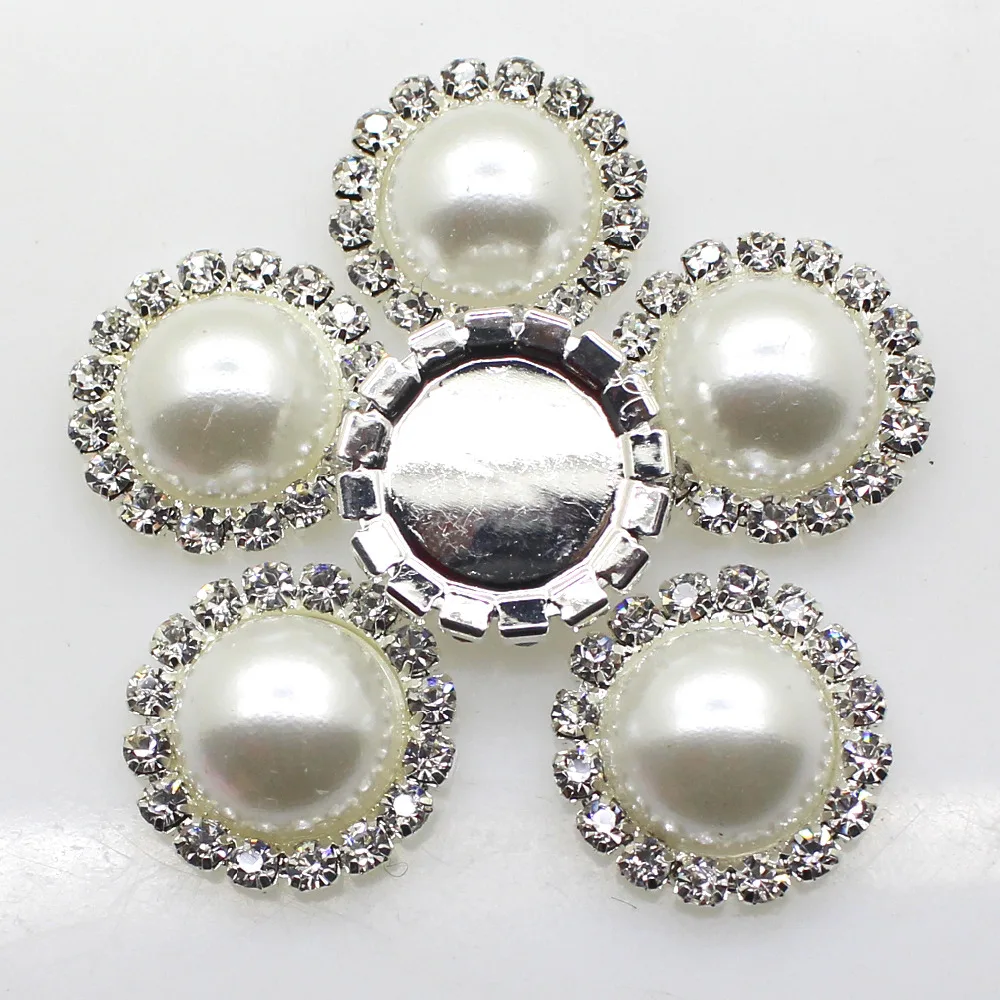 

ZMASEY Sale Price White Pearl Buttons Rhinestones Plating 10pcs/set White Imitation Inlay Buttons Diy Sewing Accessory Wedding