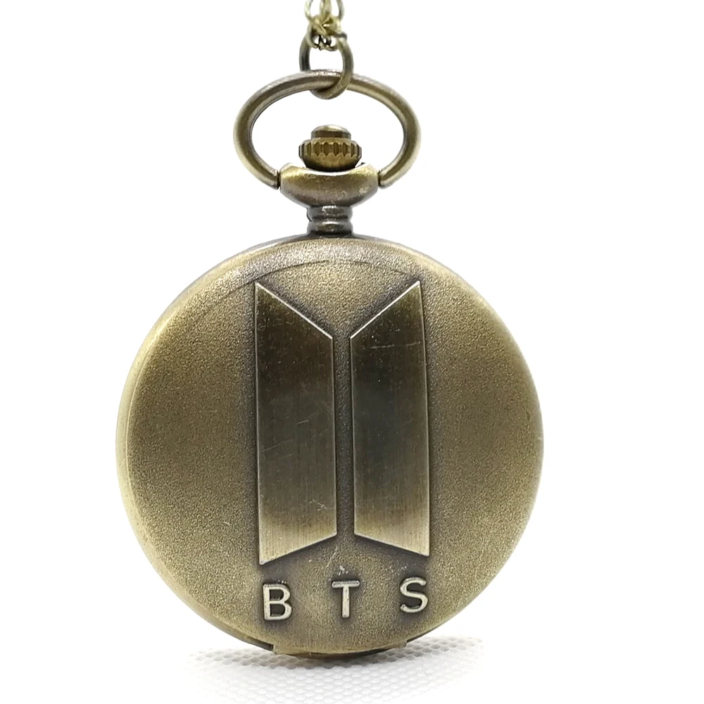 Модные BTS/Bangtan мальчики музыкальная команда корейский человек Поющая группа кварцевые карманные часы Аналоговые в виде кулона ожерелье мужские женские подарки для детей