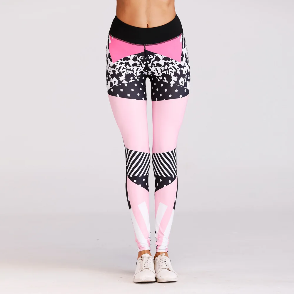 Women Yoga Pants Fitness Sport Leggings Patchwork Style 3D Print Capris