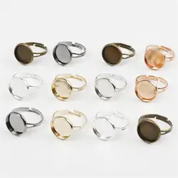 10 шт Высокое качество простой Регулируемый основа для кольца основа кабошоны лоток для Настройки камеи принадлежности DIY кольцо бижутерия
