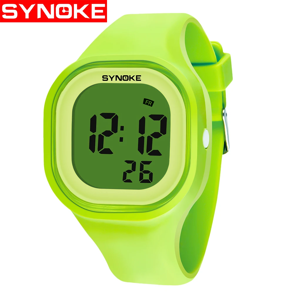 SYNOKE детские цифровые часы для девочек и мальчиков, студенческие часы, Цветной силиконовый светодиодный, цифровые спортивные наручные часы, новинка - Цвет: Green