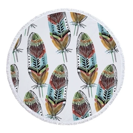 Beach towel18 Красочное перьевое принтованное из микрофибры круглое пляжное полотенце с кисточками гобелен для путешествий банное полотенце s богемный домашний Декор коврик для детских игр - Цвет: Beach towel18