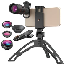 Универсальный 18X телескоп мобильный телефон объектив монокулярная линза с 3 в 1 Рыбий глаз Широкий макро объектив+ мини штатив для iPhone xiaomi