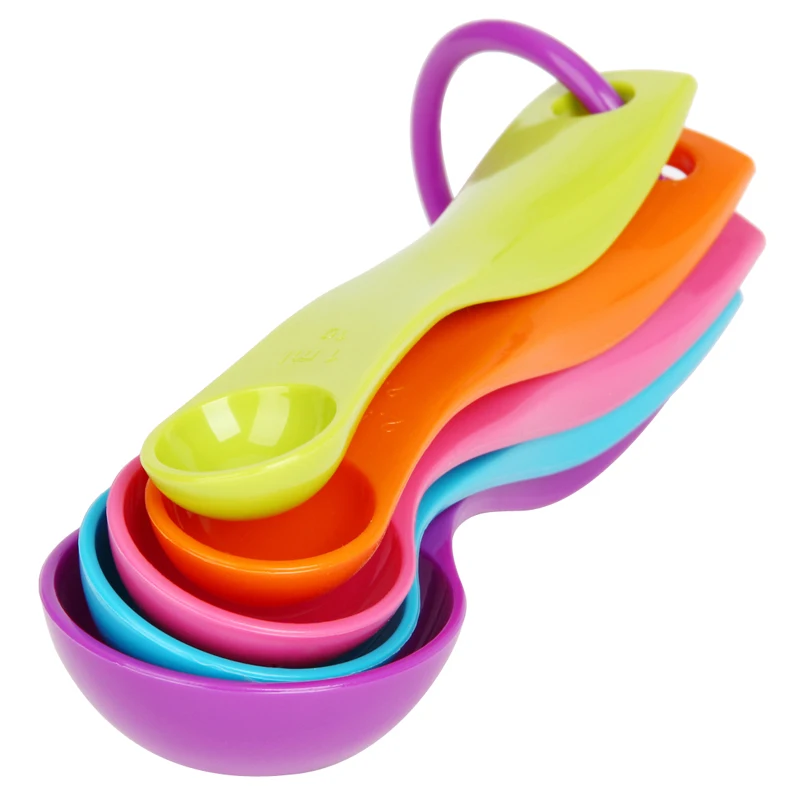 

New Plastic spoon 5 colors Measuring Ladle kit number of 5 Set Measuring Tool Bakery kitchen tools measuring tool high quality