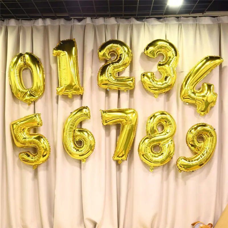 40 дюймов цвета: золотистый, серебристый номера Фольга шар цифра Air майлар баллоны День рождения Свадебные украшения события вечерние