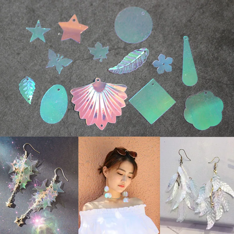 

100pcs/lot Vintage resin flower Leaf star shape charm Fish scales Sequins Hair accessories Diy earring pendants handmade