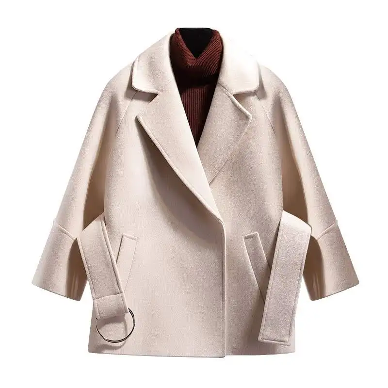 Women Short Woolen Coat Belt Jacket 2018 fashion Elegant Work Office Lady Long Sleeve Blazer Mujer Outerwear Suit Blazer Women