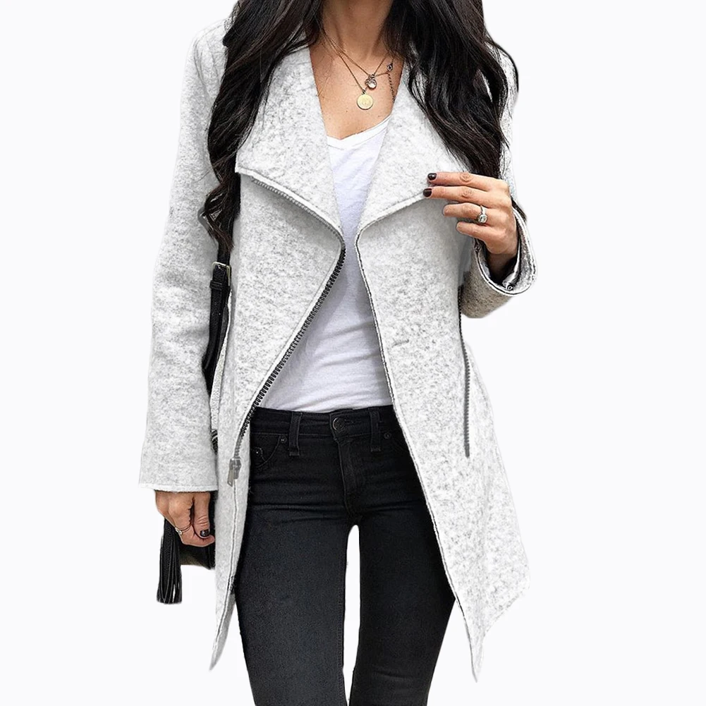 New Slant Zip Up Female Coat Heap Collared Warm Jacket Fashion Women ...