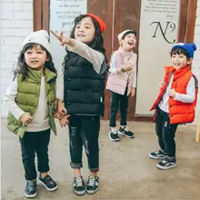 2017 winter Girls Boy Vests Children’s Down Parkas Stand collar Cotton Warm Vest Baby Kids Sweet Solid Waistcoat Outerwear 2-8T