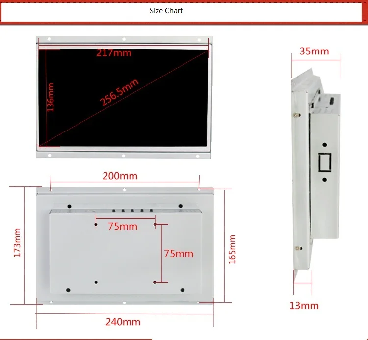 10/10. 1 "1280*800 VGA/USB интерфейс промышленной управления ЖК-резистивный/один сенсорный монитор металлический корпус белый открытая рамка