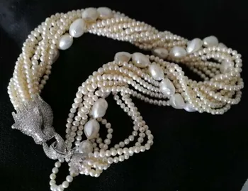

10rows freshwater pearl white near round baroque necklace 18inch FPPJ wholesale beads nature
