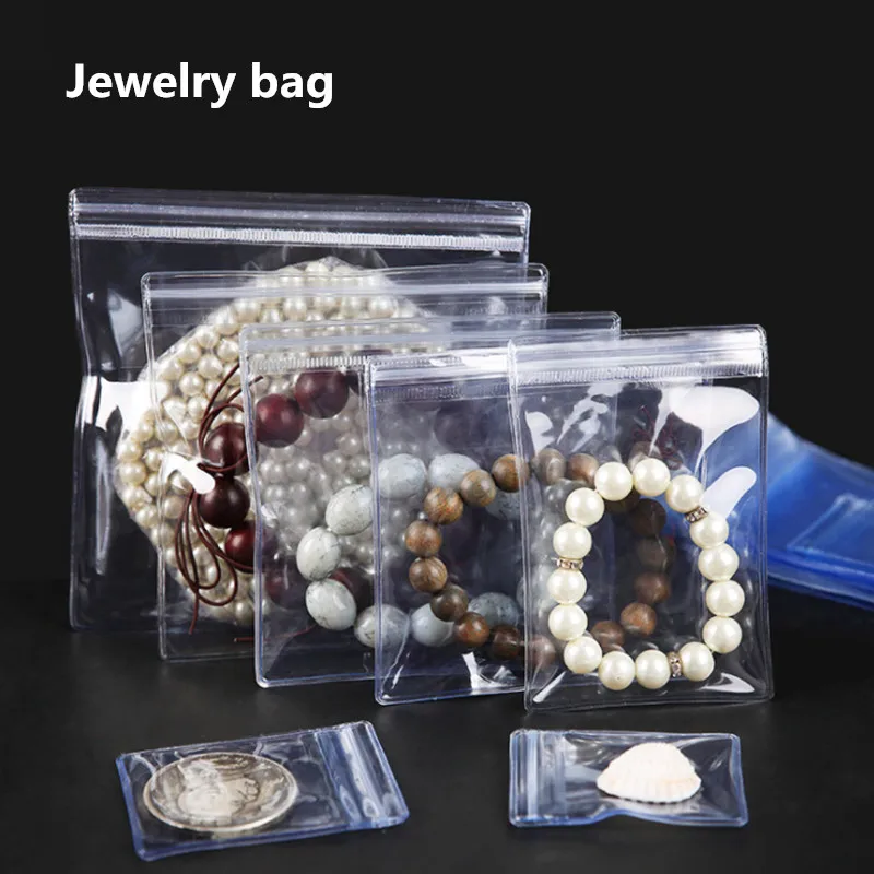 

50pcs PVC bag Self Sealing Plastic Zip Lock Bag Thick Clear Ziplock Earrings Jewelry Bag Packaging Storage Bags