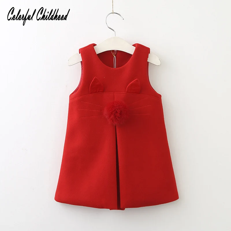 

Christmas girls dress Autumn winter girls vest dress Toddler girl cartoon cat princess dress kids thick party dresses