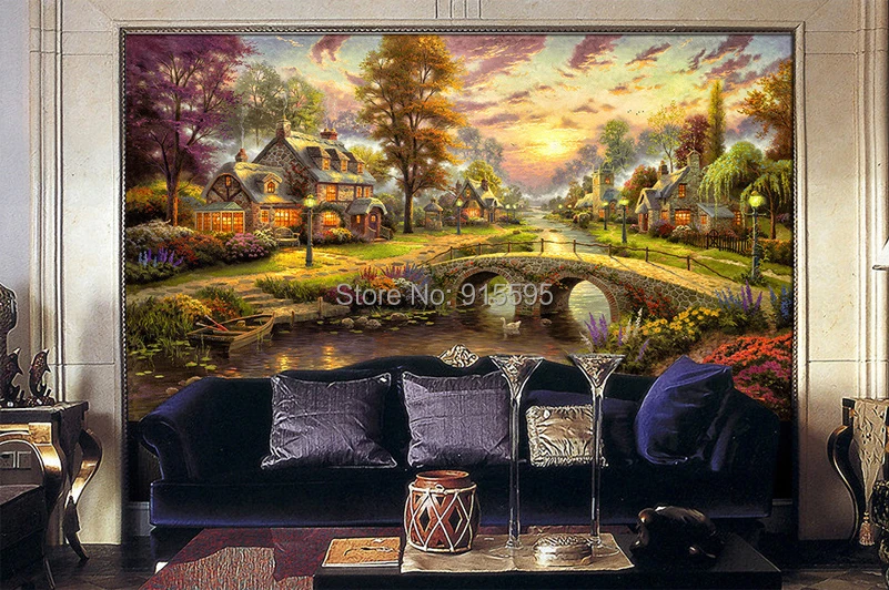 Mural 3D de pared Paisaje rústico al óleo - Decomural3D