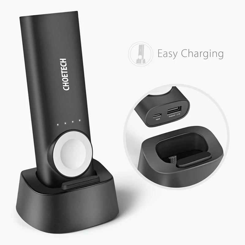 

CHOETECH upgrade 2 in 1 Portable QC 4.0 Mobile Power Supply for IWatch Wireless Charger 5000mAh support USB-PD Type-C Power Bank