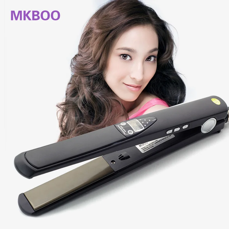 

LCD Display Titanium Plate Flat Iron Straightening Irons Anti Static Ceramic remington Hair Iron Straightener Plate Hair Brush