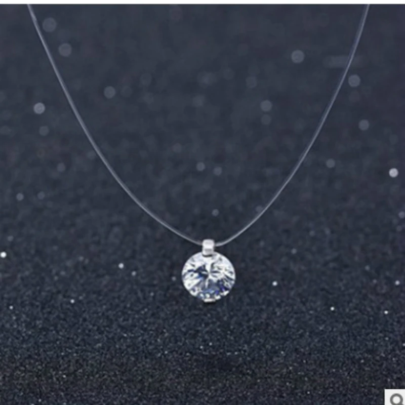 

2019 New Women Transparent Fishing Line Necklace Invisible Chain Necklaces Pendants Rhinestone Choker Necklaces Fashion Jewelry