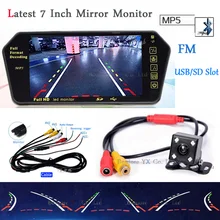 2017 High Resolution 1024*600 7” TFT LCD Car Mirror Monitor Bluetooth/MP5 Usb/TF Slot With Dynamic trajectory Rear view camera