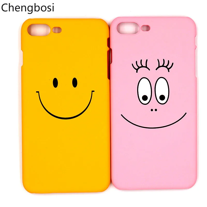 

Cute Matte Cases for IPhone 5 5s Smiling Face Pc Plain Patterned Cartoon Protective Phone Case for IPhone 6 6s 7 8 Plus Cover