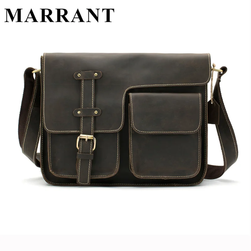 

2017 Real Promotion Marrant Men Bags Genuine Leather Men's Briefcase Crazy Horse Crossbody Shoulder Handbag Messenger Bag 1050