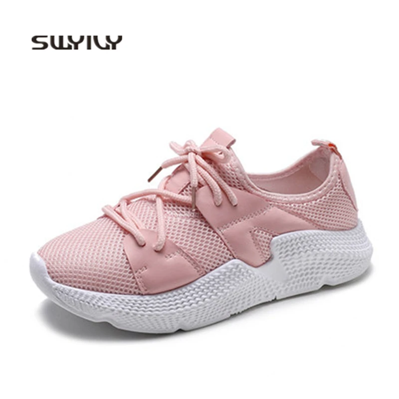 SWYIVY Sneakers Women Slip-on Breathable Mesh 2018 New Spring And Autumn Light Weight Women Sport Running Shoes Comfortable