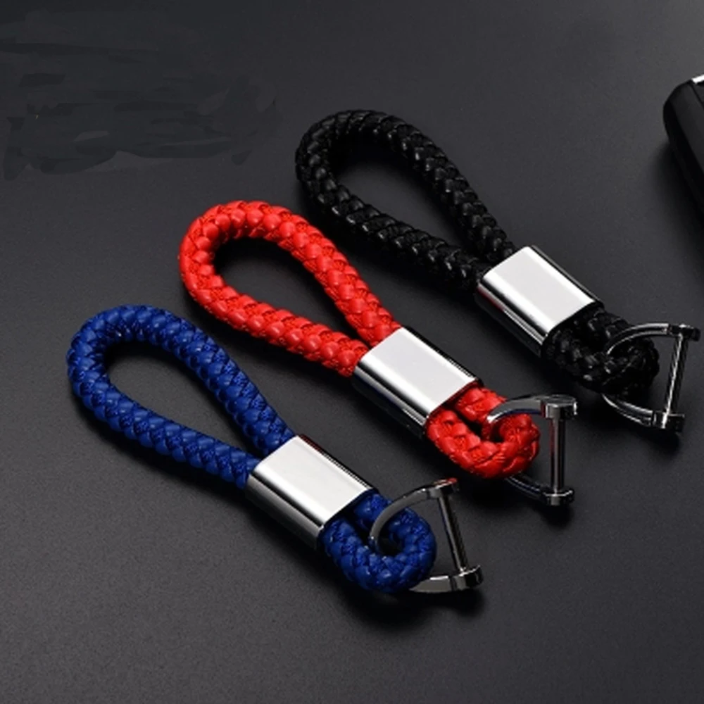 New Styling PU Leather Car Remote Braided Key Strap Weave Rope Key Fob