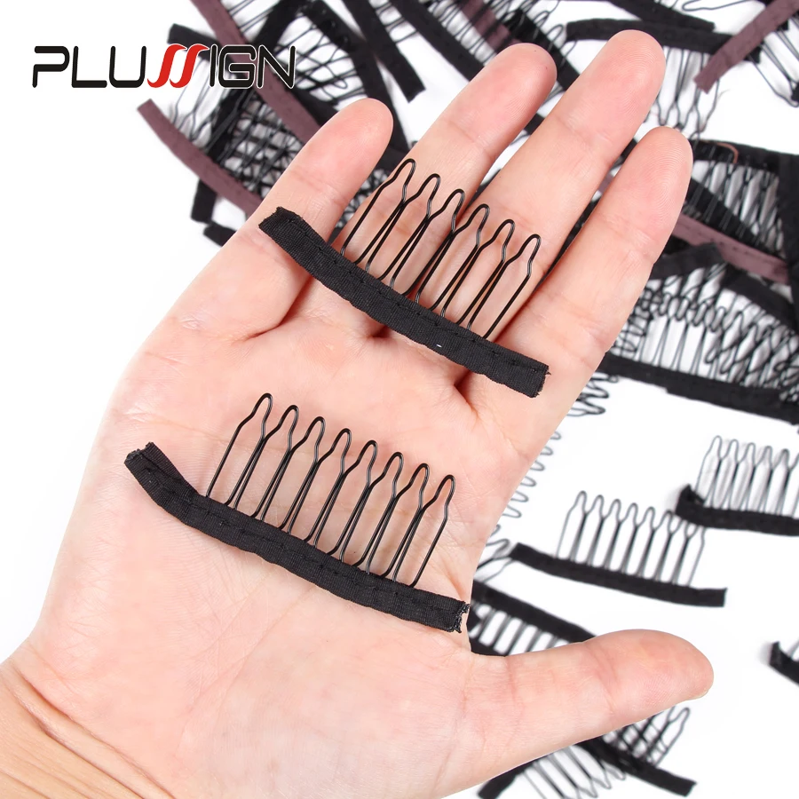 12Pcs/Lot Comfortable Wig Clips Black Lace Wig Clips Steel Polyester