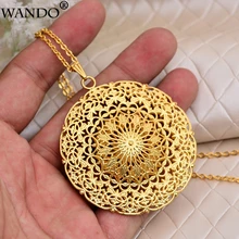 WANDO Dubai Ethiopia Africa India Gold Sun God Good Luck Islam Pendant Necklace Polyester Rope Chain Necklace Jewelry for Women