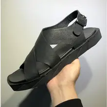 Мужские сандалии из натуральной кожи Удобные ленивый гладиаторы летние Горячая корова сандалии для Для мужчин