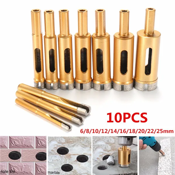 10x Diamond Hole Saw 6 25mm Drill Bits Tile Ceramic Gl Slate 10x Diamond Hole Saw 6 25mm Drill Bits Tile Ceramic Gl Slate Porcelain Marble