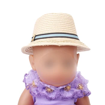 

Doll toy accessories fit 43cm baby doll straw hat with 2 color optional child birthday gift f499-f500