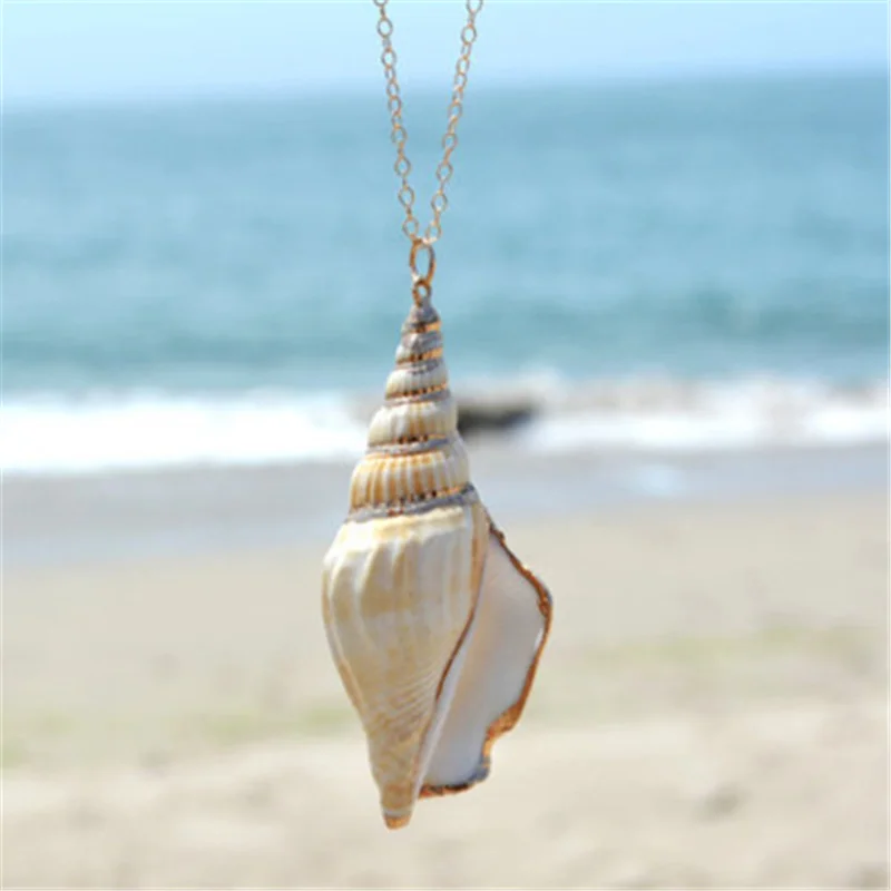 

New Fashion Hawaii Style Beach Sea Ocean Winds Chain Necklace Conch Shell Pendant Collar Necklace For Women Choker Jewelry Gift