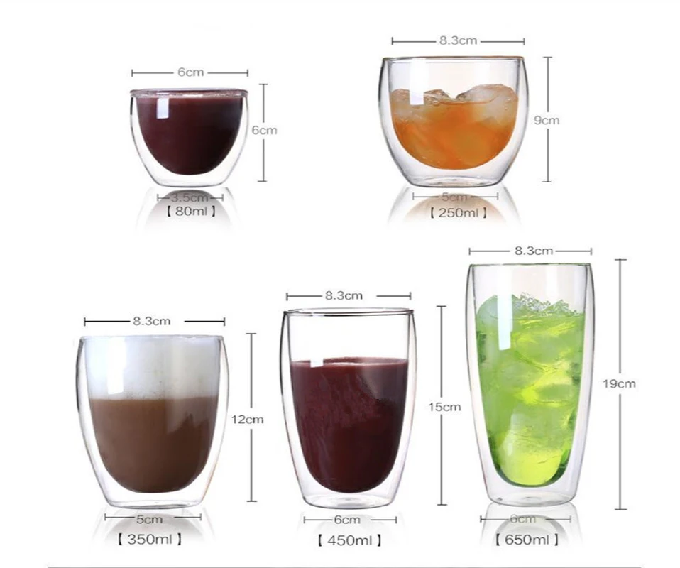 Double Wall Glass Cup 1 Pcs Heat-resistant Beer Glass Coffee Cup Handmade Creative Beer Mug Tea Mugs Transparent Drinkware