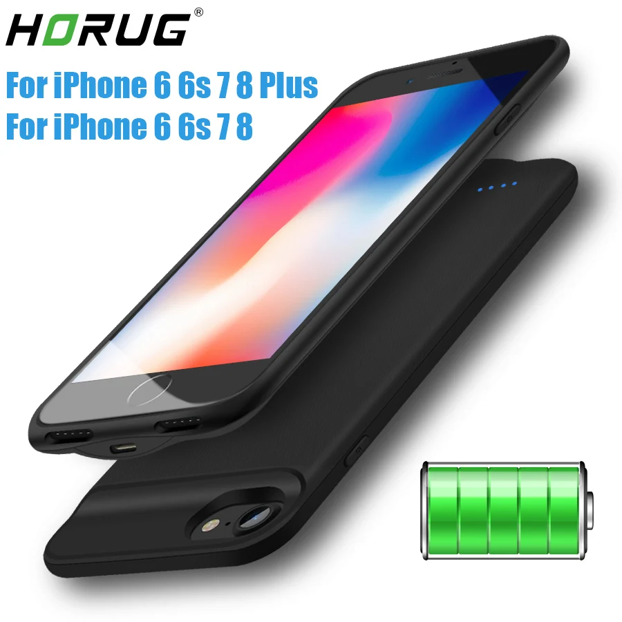 HORUG Battery Charger Case For iPhone 6 7 8 6s Plus Battery Case Power Bank Charging Cases Charger Ultra Slim External Back Pack