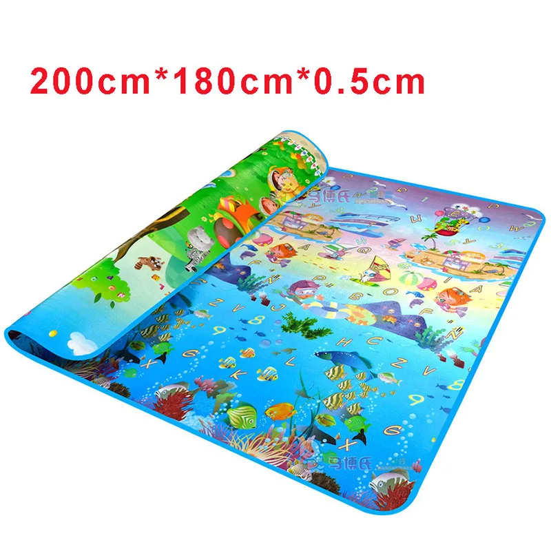 Baby Crawling Mat Sided Pattern Animal+Ocean 2*1.8m Baby Play Mat Baby