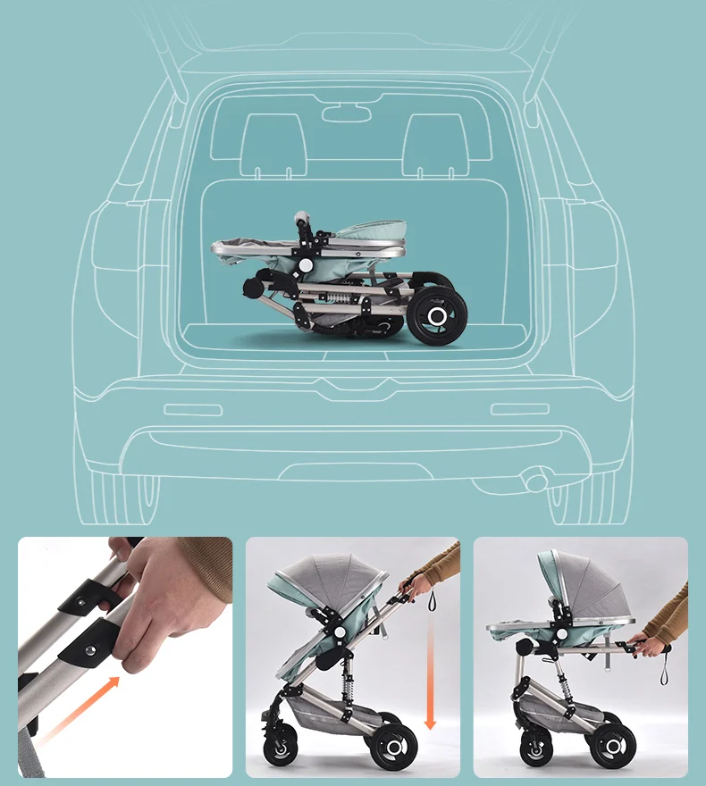 Детская коляска 3 в 1 для новорожденных, детская коляска с высоким пейзажем, четыре сезона, детская коляска, амортизирующая складная детская коляска