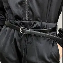 Черный тонкий кожаный ремень Корейская версия молодых мужчин случайный кожаный ремень