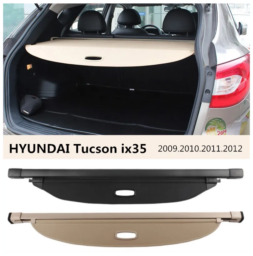 

Rear Trunk Security Shield Cargo Cover For HYUNDAI Tucson ix35 2009.2010.2011.2012 High Qualit Auto Accessories Black Beige
