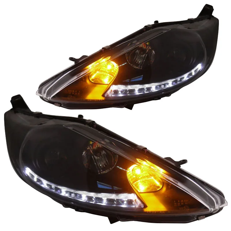 

for Ford Fiesta Projector Headlights Low beam with bi-xenon lens fit 2008-2012 year with LED Line light