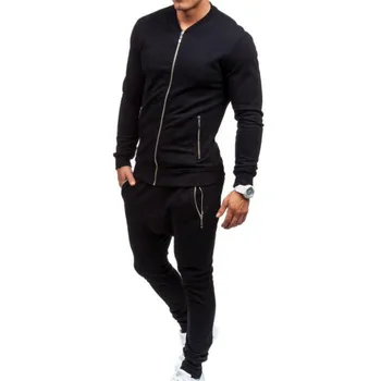 

2020 Men Set Tracksuit Outwear Zipper Sportwear Track Suit Male Sweatshirts Black Casual Sweatshirts Pants Male Plus Size XXXL