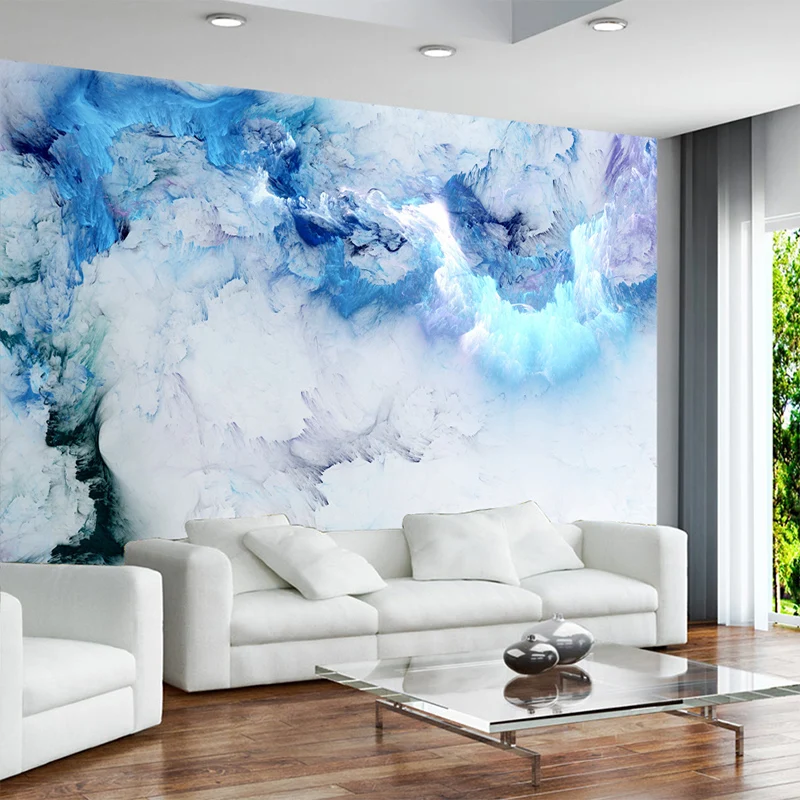 Mural 3D de pared Arte Abstracto Nubes Azules - Decomural3D