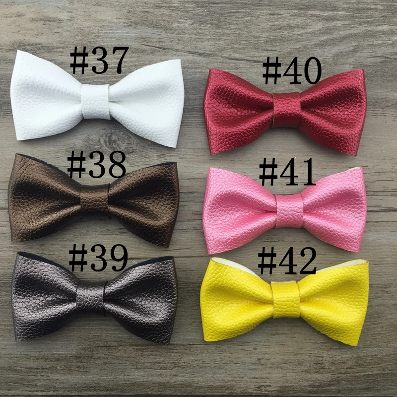 

5pcs/lot 47colors 9.5*5cm Handmade Kids Bow Headwears Women Girls leather Bow Head Ornament kids Lovely Hair Accessories cravat